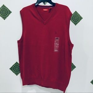 NWOT V-Neck Red Izod Sweater Vest, Size Large